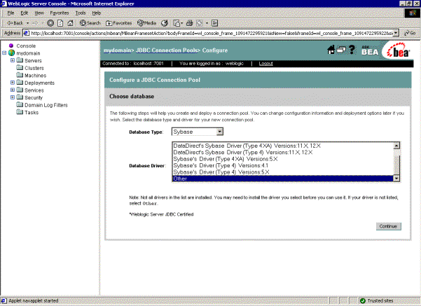 Choose database