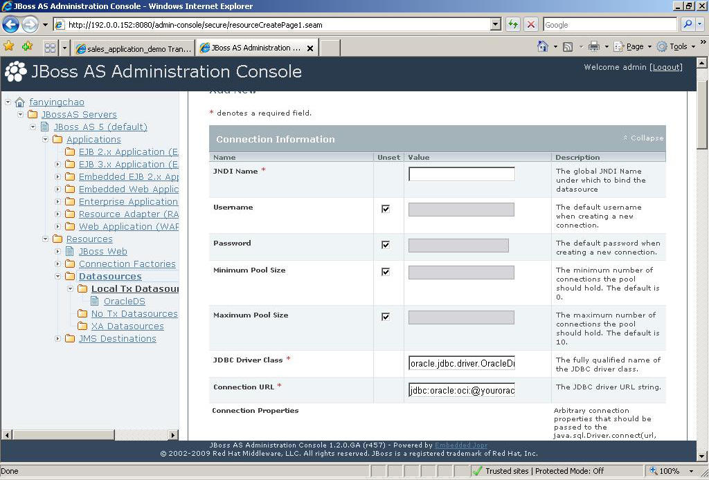 Specify connection information