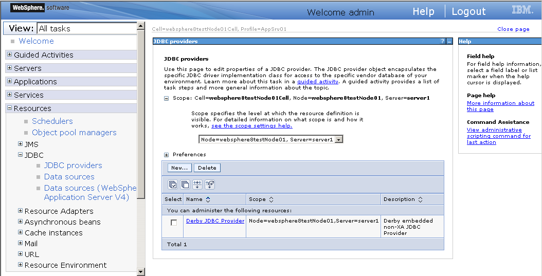 JDBC providers page